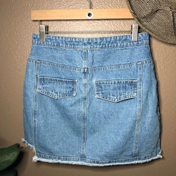 Honey Punch High Waisted Cutoff Jean Skirt - Picture 2 of 6
